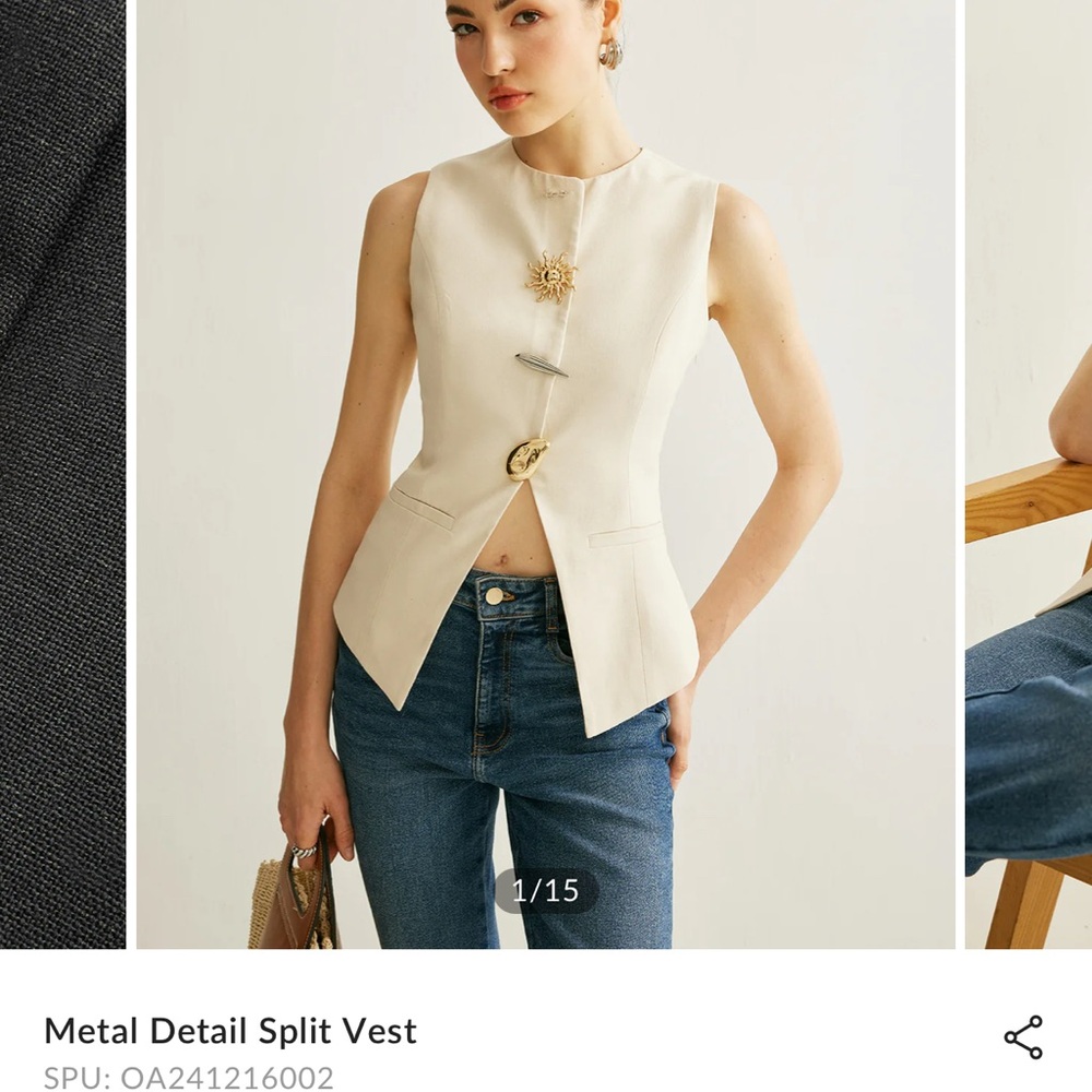 Commense Cream Metal Detail Tank Top